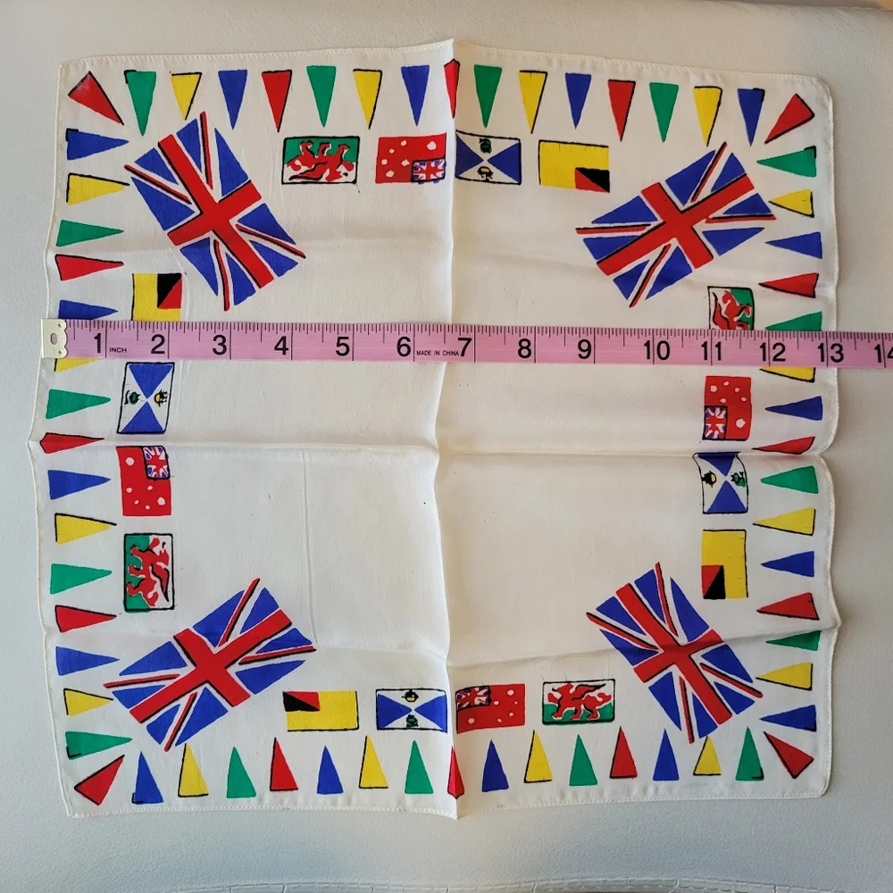 Vintage UK ~ Great Britain ~ Union Jack Hankie ~ Bandana ~ Bag Tie ~ Silk?